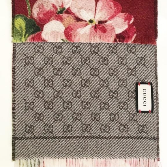 Gucci Blooms Floral GG logo Reversible Wool Scarf BNIB NWT - Picture 10 of 10